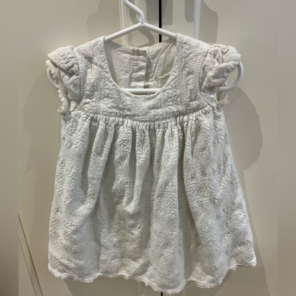 Marks and Spencer White Textured Baby Dress 12-18m